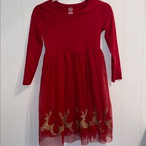 Wonder Nation Red and Gold Reindeer Dress